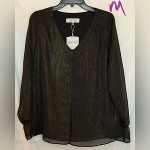 Kasper Metallic Black Women's Blouse